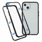 Just in Case Coque en Verre Tremp&eacute; Magn&eacute;tique en M&eacute;tal compatible avec iPhone 13 mini - noir et transparent