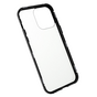 Just in Case Coque en Verre Tremp&eacute; Magn&eacute;tique en M&eacute;tal compatible avec iPhone 14 Pro - Noir et Transparent