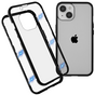 Coque Just in Case Magnetic Metal Tremp&eacute; Glass Cover pour iPhone 14 Plus - noire et transparente