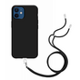 Just in Case Coque en TPU Souple avec Cordon compatible avec iPhone 12 et iPhone 12 Pro - Noir