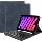 Just in Case Vintage Bluetooth Keyboard Cover QWERTY &eacute;tui compatible avec iPad mini 6 (2021) &amp; iPad mini 7 (2024) - bleu