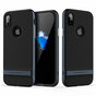 Coque iPhone X XS bleu marine s&eacute;rie Rock Royce - Bleue - Noire