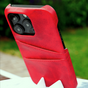 Etui portefeuille en similicuir Cardslot pour iPhone 13 Pro - Rouge