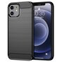 Coque Carbon Armor TPU avec finition bross&eacute;e compatible avec iPhone 12 et 12 Pro - noir