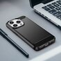 Carbon Armor TPU Avec &Eacute;tui De Finition Bross&eacute; Pour IPhone 15 Pro - Noir