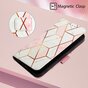 &Eacute;tui en faux cuir Rose Marble Wallet pour iPhone 15 Pro Max - blanc et rose