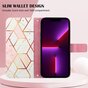 &Eacute;tui en cuir artificiel Rose Marble Wallet compatible avec iPhone 12 Pro Max - blanc et rose
