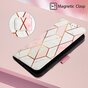&Eacute;tui en faux cuir Rose Marble Wallet pour iPhone 12 mini - blanc et rose