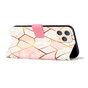 &Eacute;tui en simili cuir Rose Marble Wallet compatible avec iPhone 11 Pro Max - blanc et rose