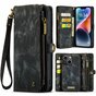 Caseme Vintage &Eacute;tui portefeuille compatible avec iPhone 15 Plus - noir