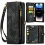 Caseme Vintage &Eacute;tui portefeuille compatible avec iPhone 15 Pro - noir