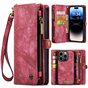 &Eacute;tui portefeuille Caseme Vintage pour iPhone 15 Pro Max - Rouge