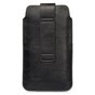 Litchee Cuir Texture Pochette De T&eacute;l&eacute;phone Universelle Insert De Ceinture Clip De Ceinture Max 5,5 Pouces Comme compatible avec iPhone SE Et 13 Mini - Noir