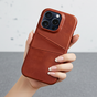 &Eacute;tui en cuir v&eacute;g&eacute;talien Duo Cardslot Wallet compatible avec iPhone 15 - marron