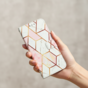 &Eacute;tui en cuir artificiel Rose Marble Wallet compatible avec iPhone 12 et 12 Pro - blanc et rose