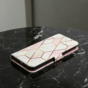 &Eacute;tui en cuir artificiel Rose Marble Wallet compatible avec iPhone 12 et 12 Pro - blanc et rose