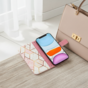 &Eacute;tui en cuir artificiel Rose Marble Wallet compatible avec iPhone 12 et 12 Pro - blanc et rose