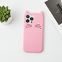 Coque en silicone chat mignon compatible avec iPhone 15 - rose
