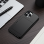 &Eacute;tui en plastique et TPU antid&eacute;rapant avec porte-cartes Secret compatible avec iPhone 16 Pro - noir