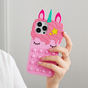 Coque en silicone Unicorn Pop Fidget Bubble compatible avec iPhone 15 Pro Max - rose