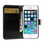 &Eacute;tui et portefeuille en cuir noir compatible avec iPhone 5 5s SE 2016
