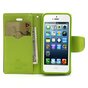 &Eacute;tui portefeuille Mercury Goospery original pour iPhone 5 5s SE 2016 portefeuille bleu fonc&eacute; vert