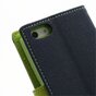 &Eacute;tui de biblioth&egrave;que portefeuille d&#039;origine Mercury Goospery compatible avec iPhone 5 5s SE 2016 portefeuille bleu fonc&eacute; vert