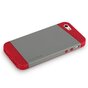 Coque en TPU GGMM iFreedom Series compatible avec iPhone 5/5s et SE 2016 Gris avec Rouge Blanc