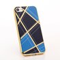 Coque en silicone chic iPhone 7 8 SE 2020 SE 2022 Lignes design dor&eacute;es Bleu