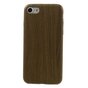 Coque en bois et silicone compatible avec iPhone 7, 8, SE 2020, SE 2022, coque en bois TPU, imitation bois fonc&eacute;