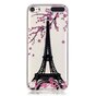 Coque en silicone TPU transparente avec fleur rose de Paris compatible avec iPod Touch 5 6 7