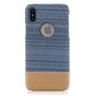 &Eacute;tui combin&eacute; marron en cuir bleu poussi&egrave;re compatible avec la coque rigide iPhone X XS