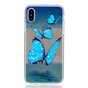 Coque iPhone X XS TPU Papillon Transparent Bleu Glace