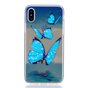 Papillon transparent bleu glacier en TPU la coque compatible avec iPhone X XS