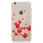 Coque transparente en TPU compatible avec iPhone 6, 6S, tulipes, fleurs rouges