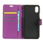 Etui portefeuille violet iPhone X XS en cuir - Biblioth&egrave;que