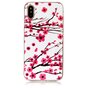 Coque compatible avec iPhone X XS branches rouges fleurs printemps TPU blanc