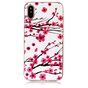 Coque iPhone X XS branches rouges fleurs printemps TPU blanc