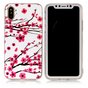 Coque compatible avec iPhone X XS branches rouges fleurs printemps TPU blanc
