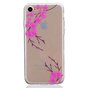 Coque transparente en silicone rose pour iPhone 7 8 SE 2020 SE 2022 avec branche de fleur rose