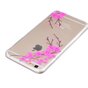 Coque en silicone transparente avec branche de fleur rose compatible avec iPhone 6 6s