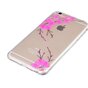 Coque transparente en silicone rose pour iPhone 6 6s avec branche de fleur rose