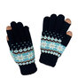 Gants tactiles hiver laine bleu flocon de neige