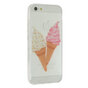 Cr&egrave;me glac&eacute;e molle transparente rose c&ocirc;ne blanc compatible avec iPhone 5 5s SE 2016 coque glace