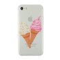 Cr&egrave;me glac&eacute;e molle compatible avec iPhone 7 8 SE 2020 SE 2022 Housse de protection en TPU - Cr&egrave;me glac&eacute;e transparente rose blanc