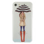 Coque en TPU Rain Umbrella Girl compatible avec iPhone 7 8 SE 2020 SE 2022 - Trench-Coat Bottes Rouges - Transparent