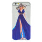Robe fille &eacute;l&eacute;gante coque TPU iPhone 6 6s - Rayures bleues - Transparente