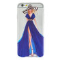 Robe de fille &eacute;l&eacute;gante compatible avec la coque en TPU iPhone 6 6s - Rayures bleues - Transparent