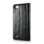 Etui portefeuille en cuir Caseme Oil iPhone 5 5s SE 2016 - Biblioth&egrave;que Noir