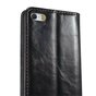 Etui portefeuille en cuir Caseme Oil iPhone 5 5s SE 2016 - Biblioth&egrave;que Noir